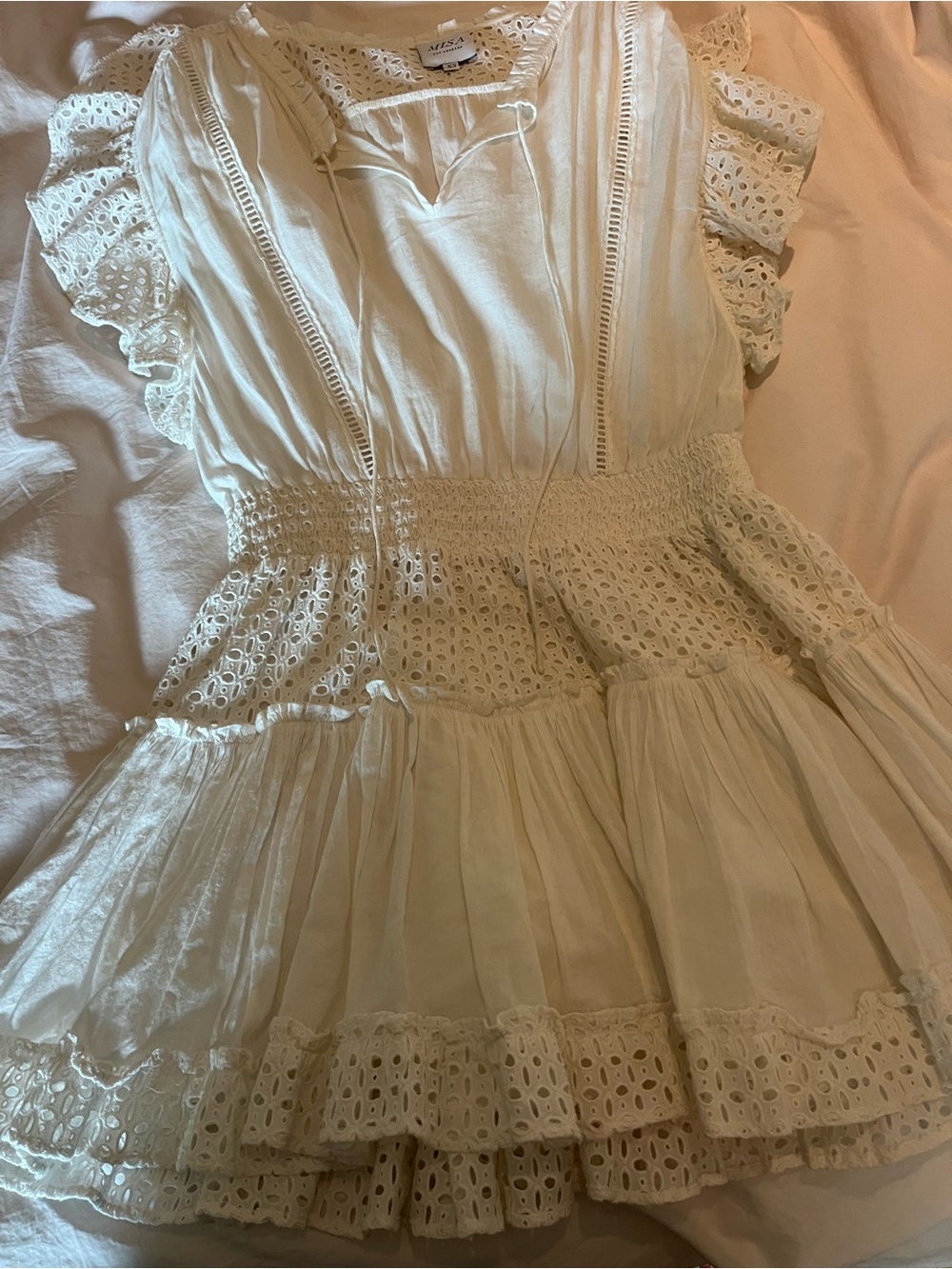 Children's Cream Eyelet Ruffle Dress